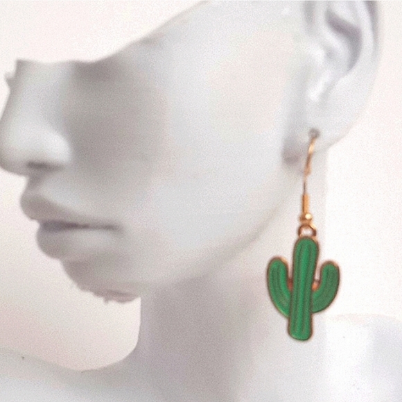 Enamel Cactus Earrings - Picture 2 of 6